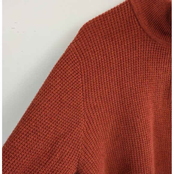 L.L.Bean Men's 100% Cashmere Waffle Knit Sweater Rust Red Quarter Zip Sweater XL - Picture 5 of 6